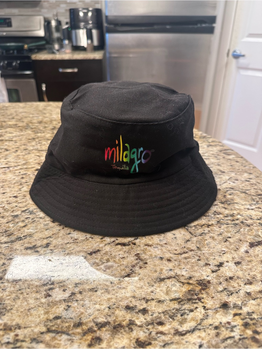 Black Bucket Hat with Milagro Tequila Rainbow Logo